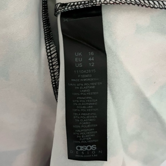 NEW ASOS Plunge Frill Sleeve Mini Dress in Pink and Blue Rose‎ Floral Size 12 - Picture 13 of 14